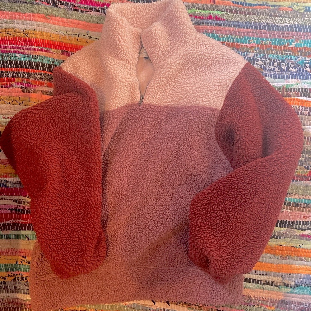 Universal Thread Women’s Colorblock Sherpa Quarter Zip Pullover Sweater Small - Picture 2 of 14